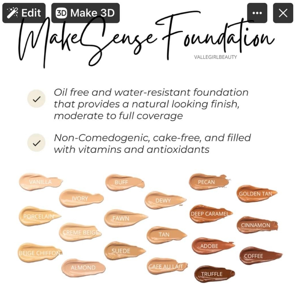 Senegence Makesense Foundation, all shades available